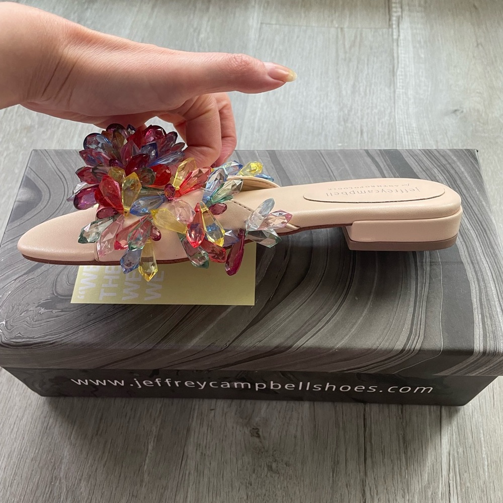 Jeffrey Campbell Glimmer Slide Sandals in Natural Pastel Multi - Picture 5 of 13